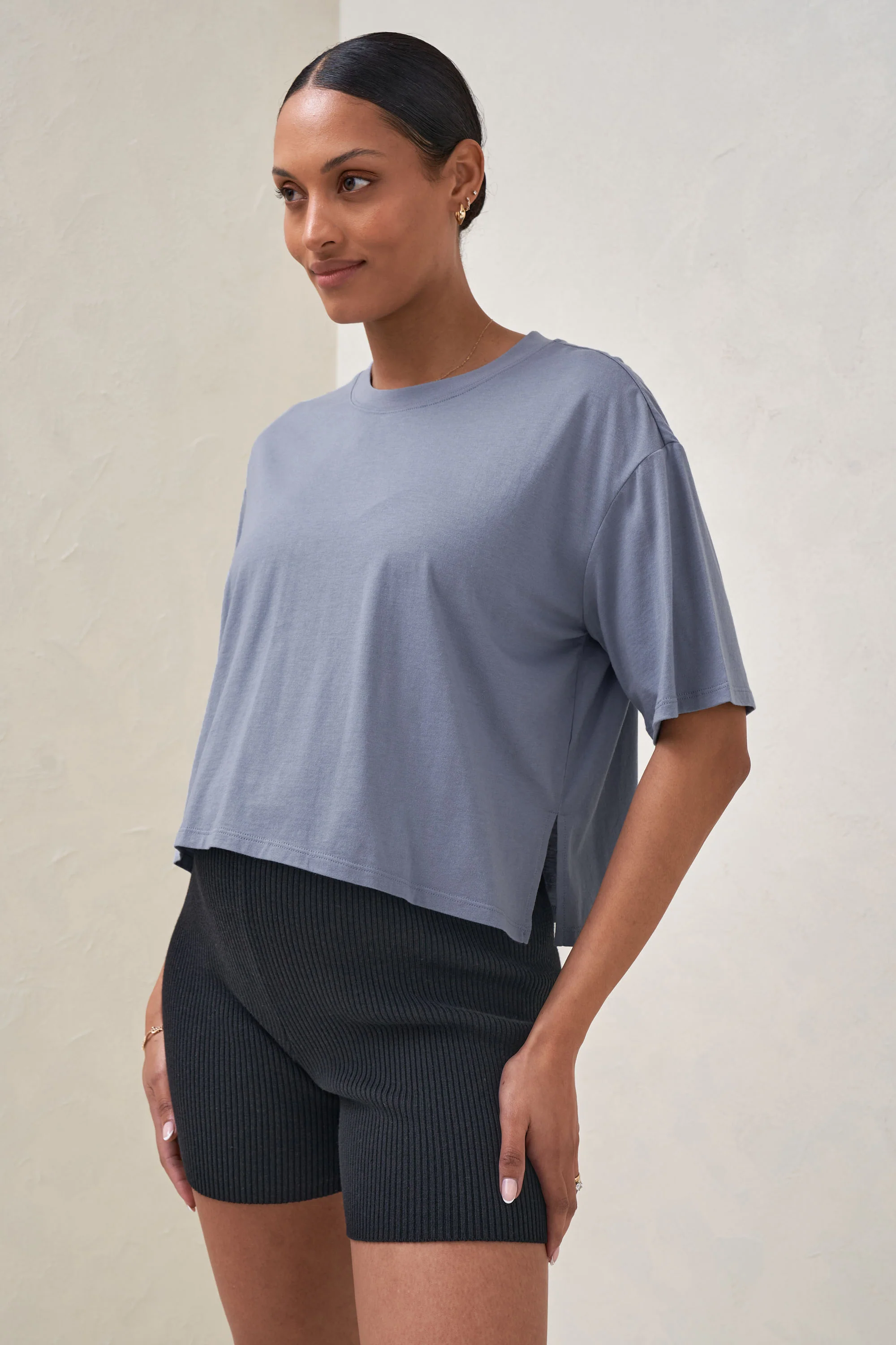 Into It Crop Tee - Blue
