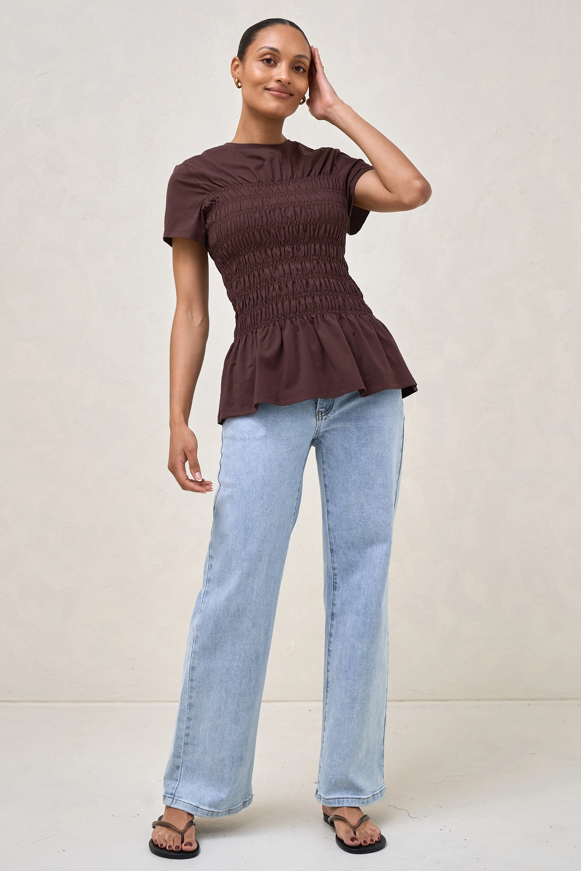 Bring It In Gathered Tee - Burgundy - Image 10