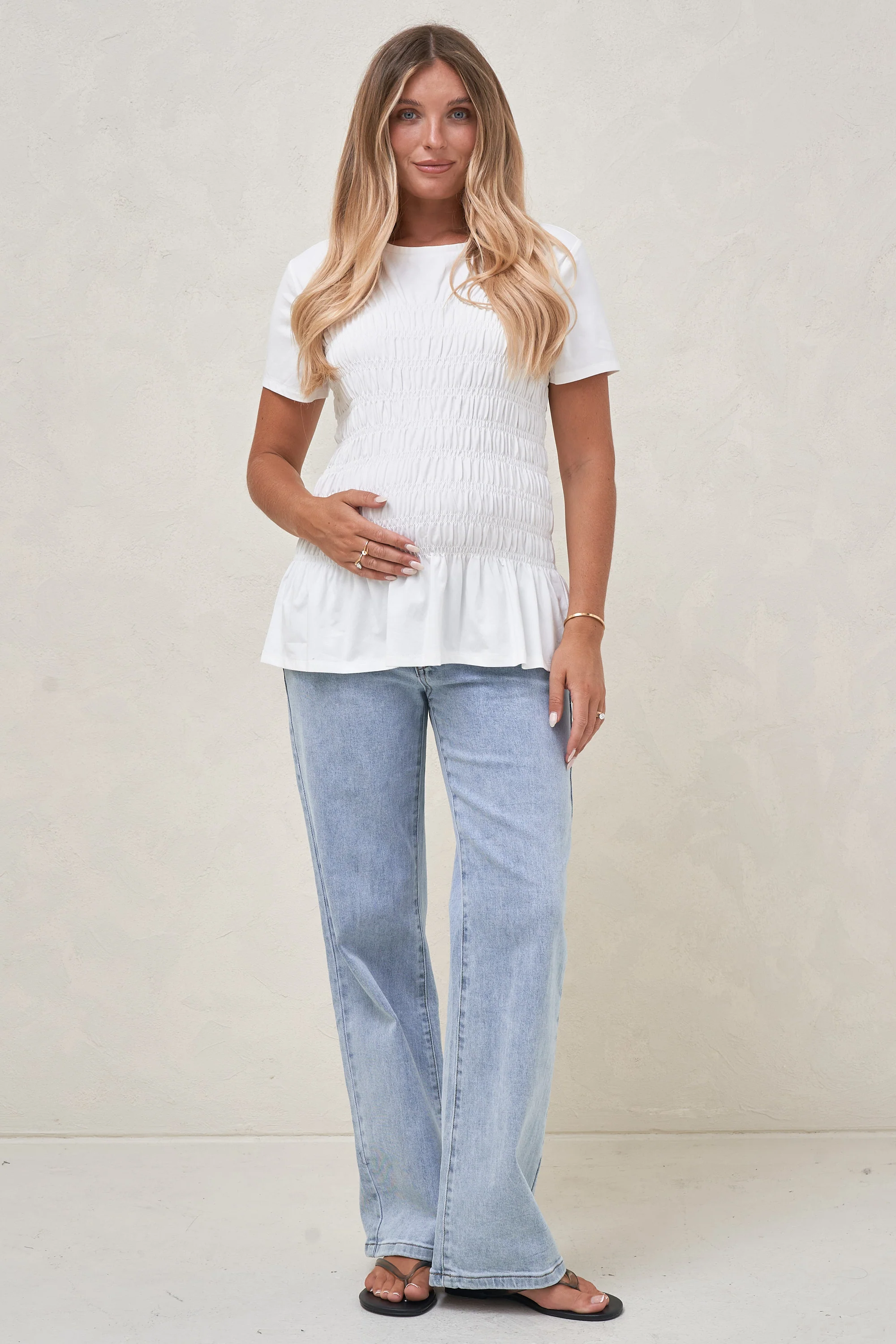 Bring It In Gathered Tee - White - Image 5