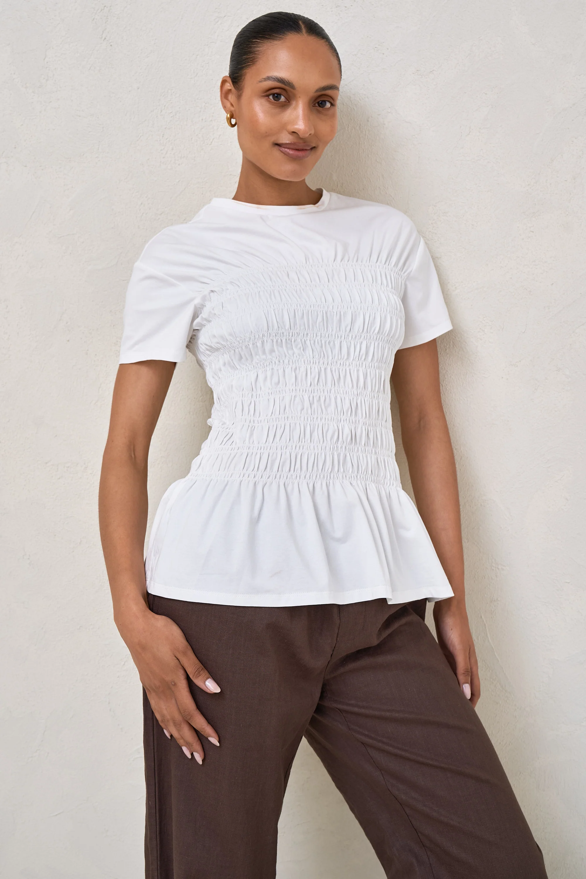 Bring It In Gathered Tee - White - Image 6