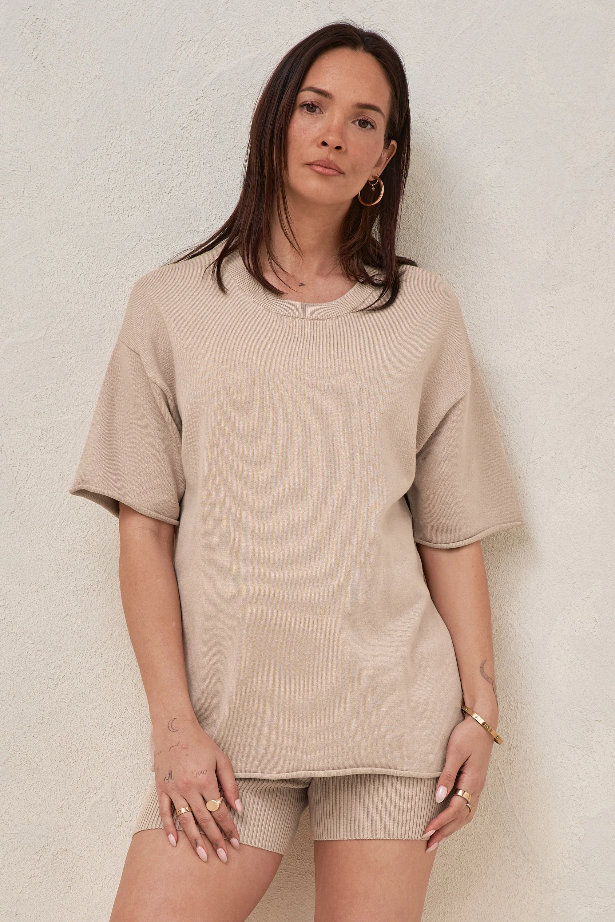 Cloud Nine Knit Tee - Oatmeal