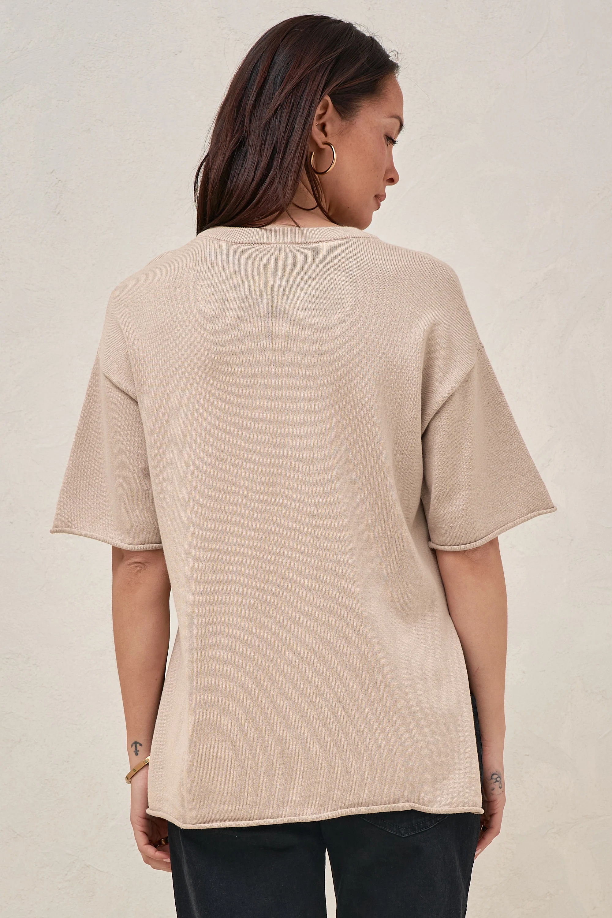 Cloud Nine Knit Tee - Oatmeal - Image 2