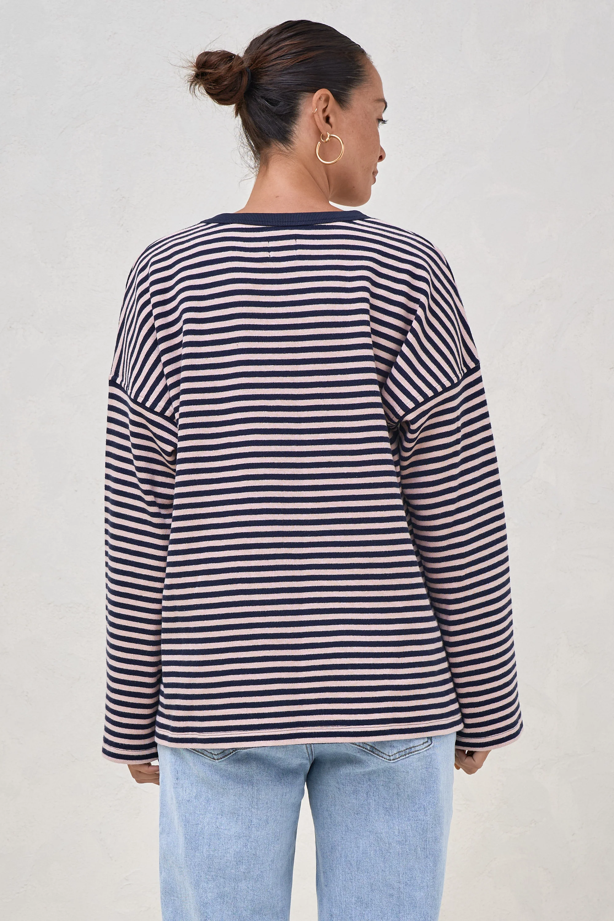 Outline Long Sleeve Top - Navy/Pink - Image 3