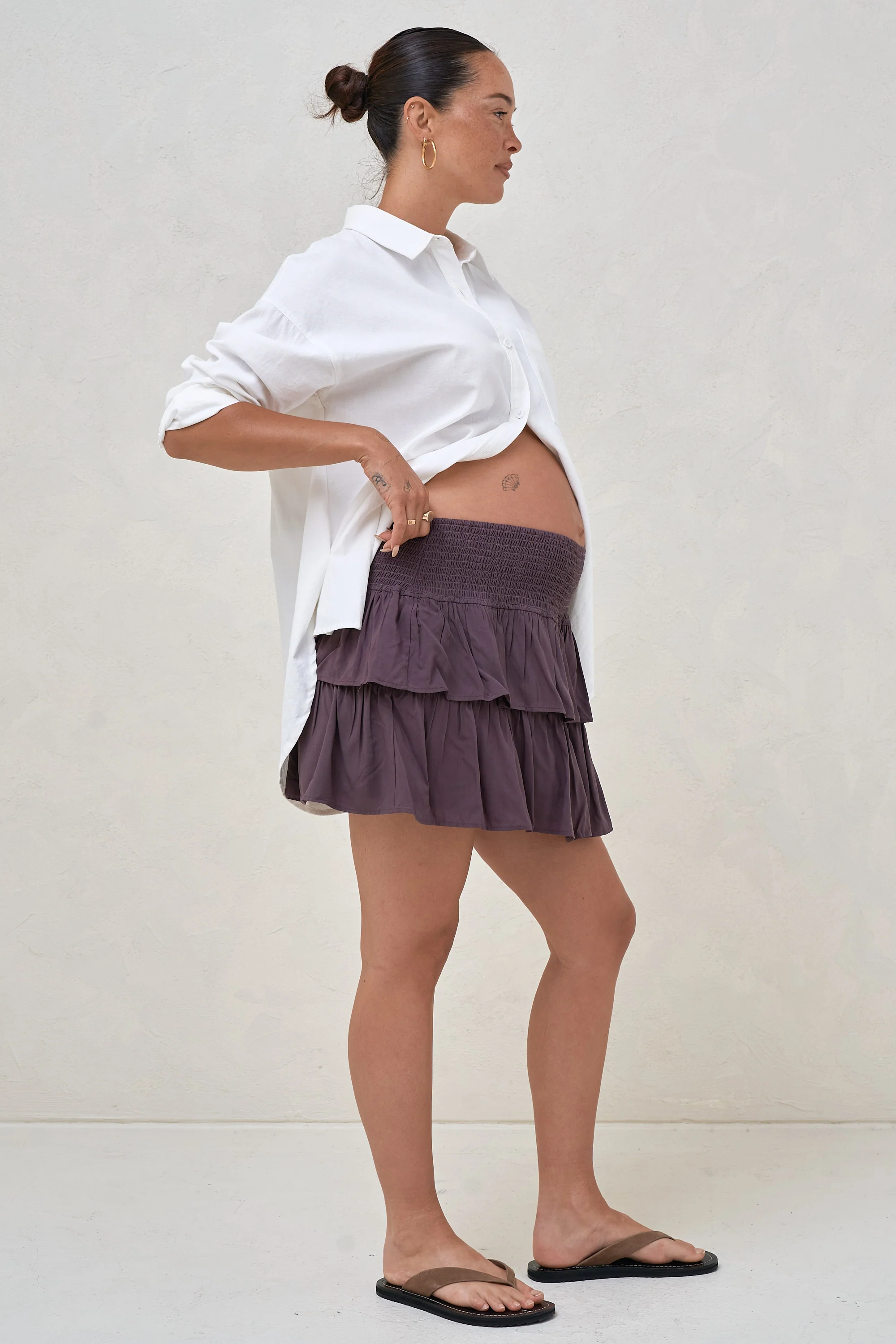 Blurred Lines Frill Skort - Aubergine - Image 2