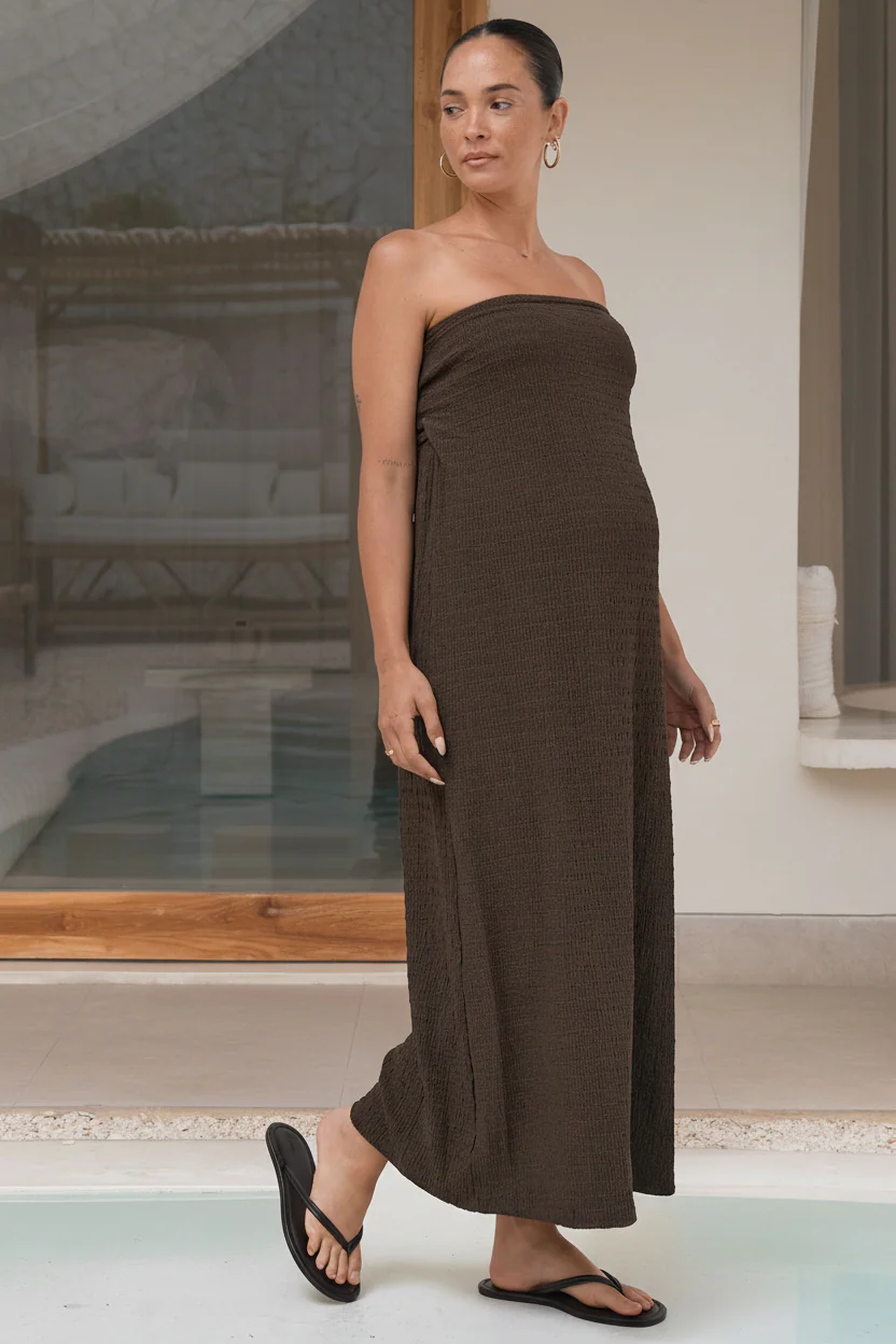 Mood Shift Strapless Dress - Chocolate - Image 5