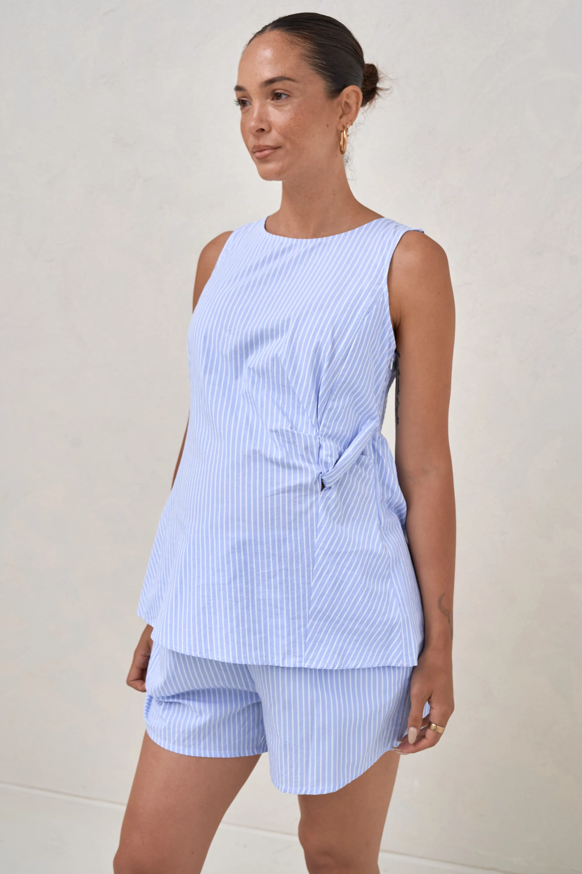 Plot Twist Woven Top - Blue/White Stripe