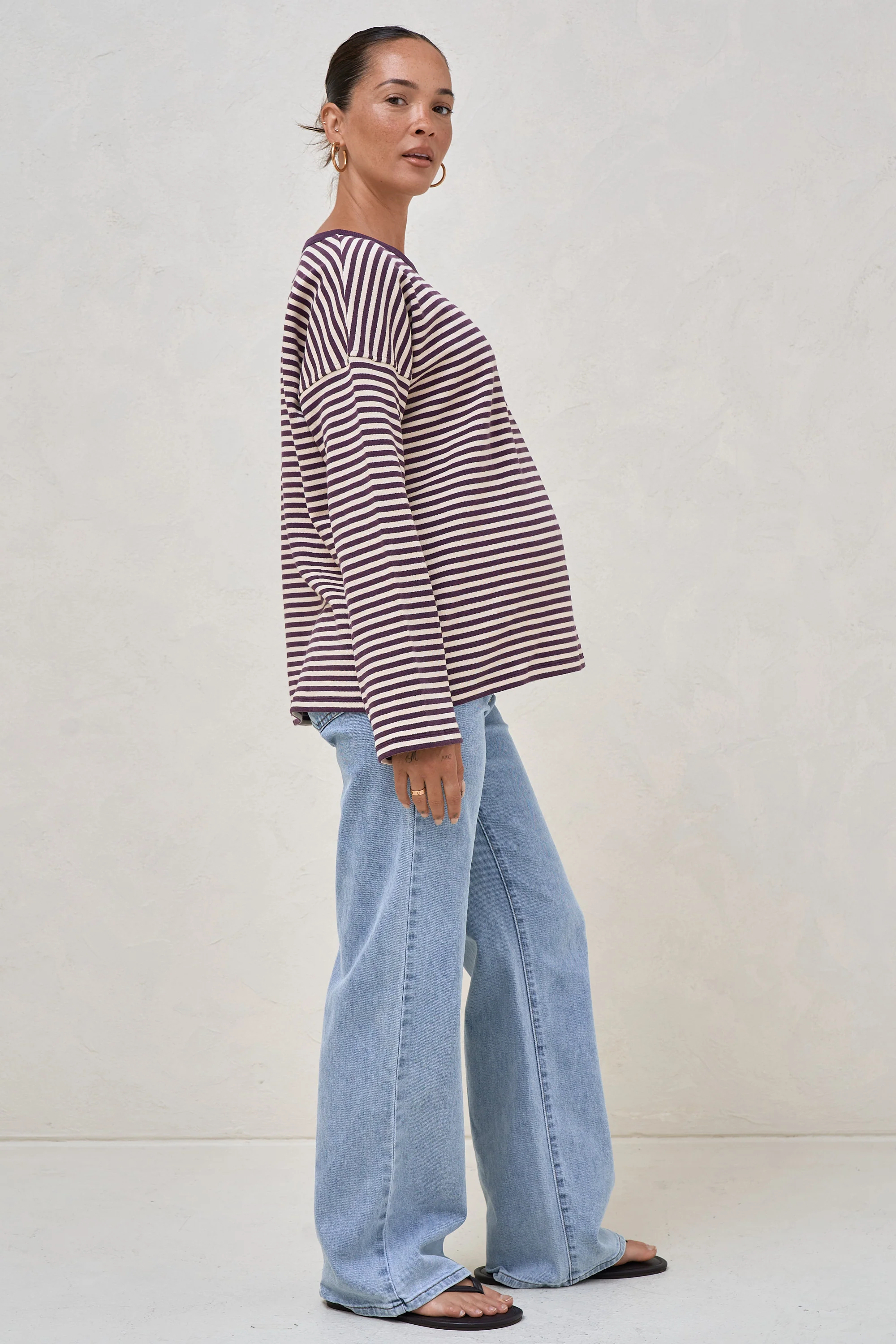 Outline Long Sleeve Top - Berry/Almond - Image 2