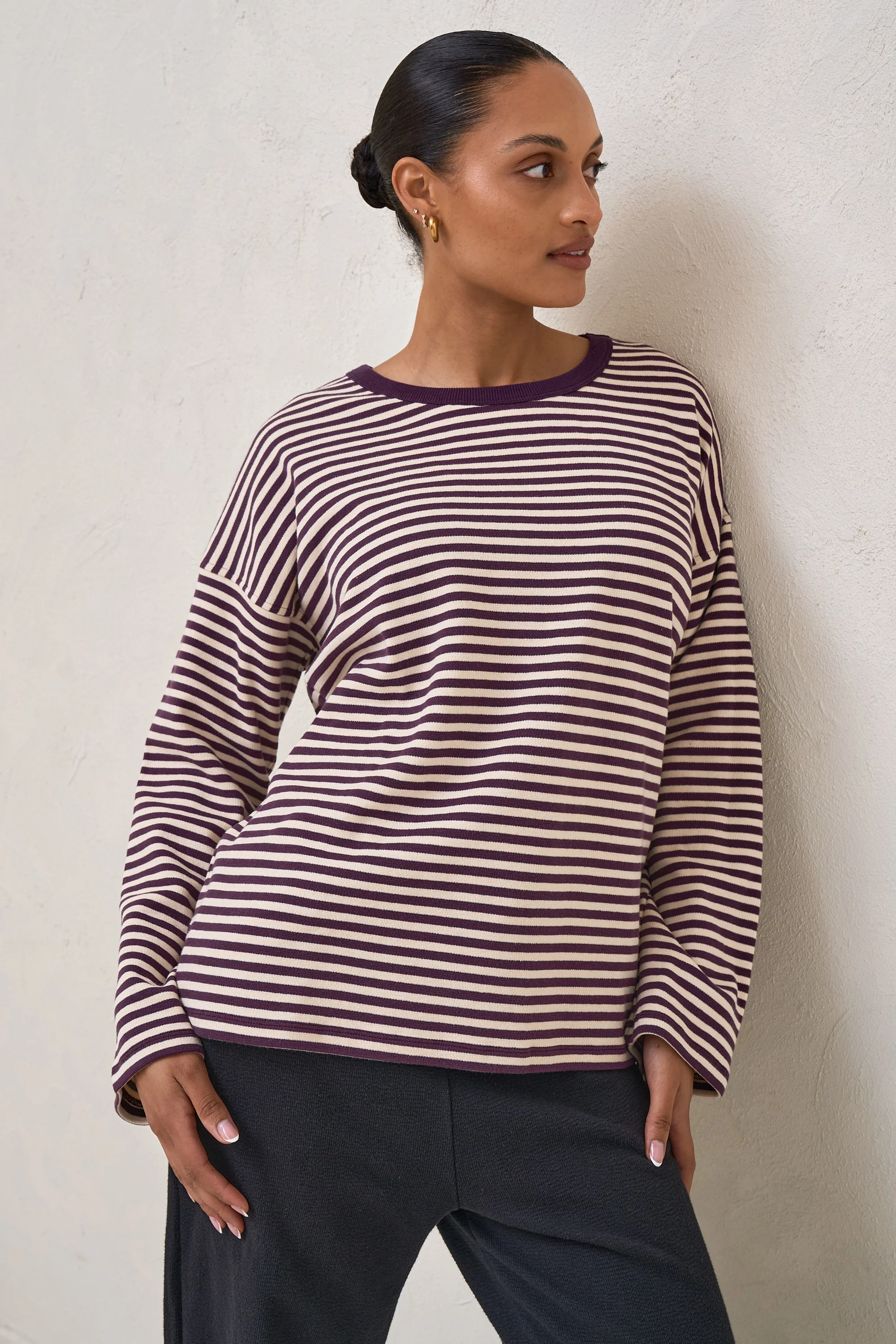 Outline Long Sleeve Top - Berry/Almond - Image 6